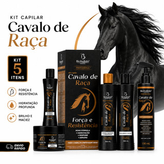 Kit shampoo e condicionador máscara de hidratação Leave In Protetor termico cabelo Antiqueda Crescimento Cavalo de Raça