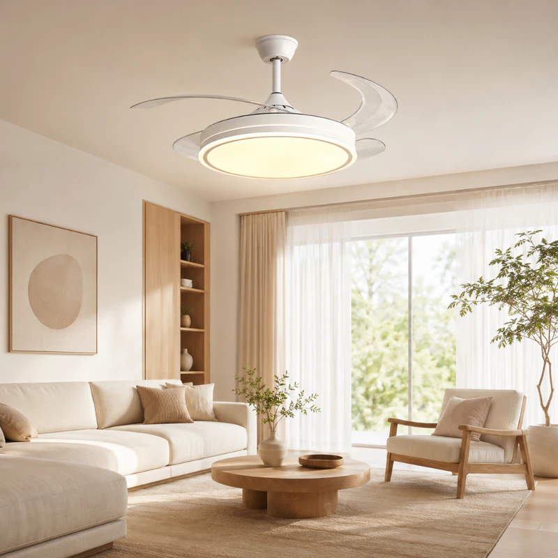 Ventilador de Teto Plafon 6 Pás Retráteis Ultra Silencioso LED — foto 6