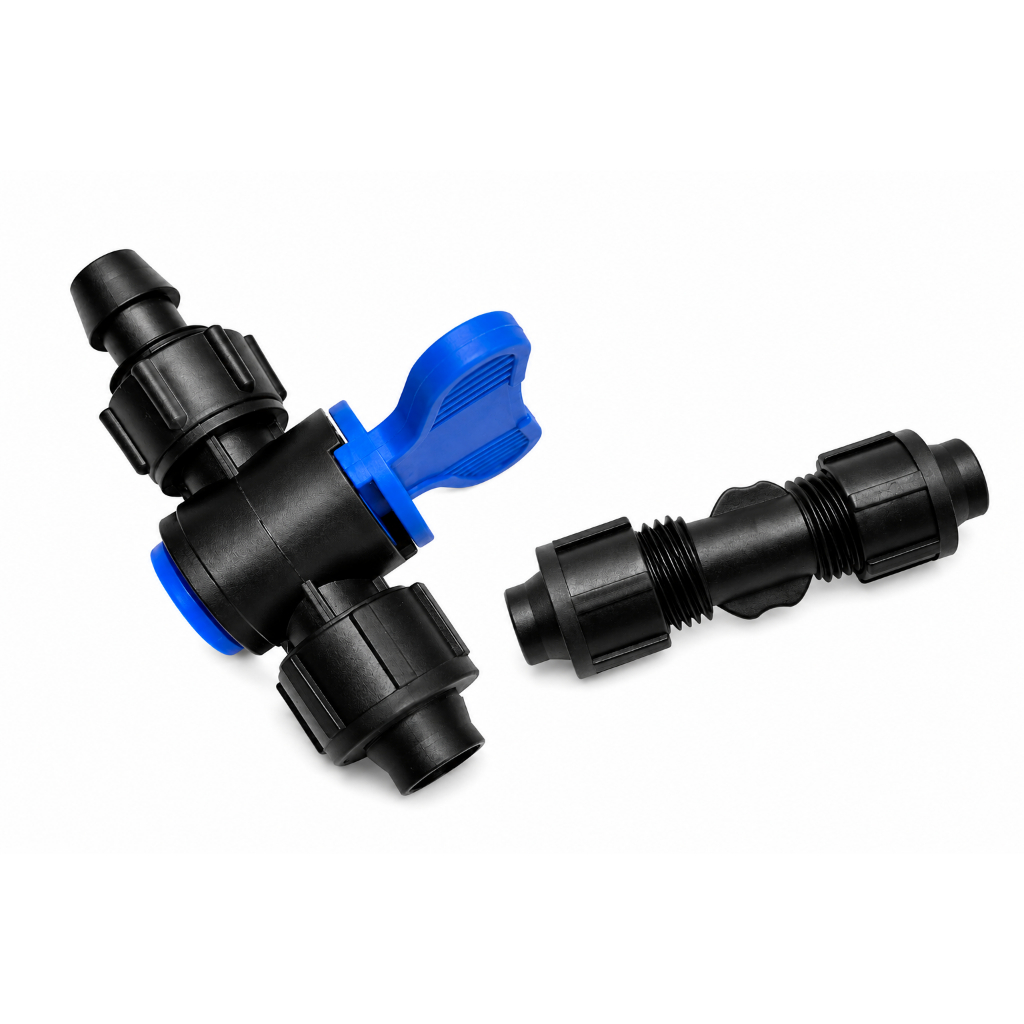 Conector e Registro para Irrigação por Gotejamento Mangueira Tubo Conexão Plástica