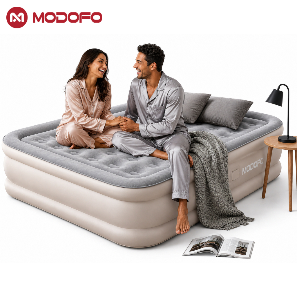 MODOFO Colchão Inflável Cinza Solteiro/Queen/King Com Bomba Elétrica Para Camping Casa 195x100/200x152/200x180cm