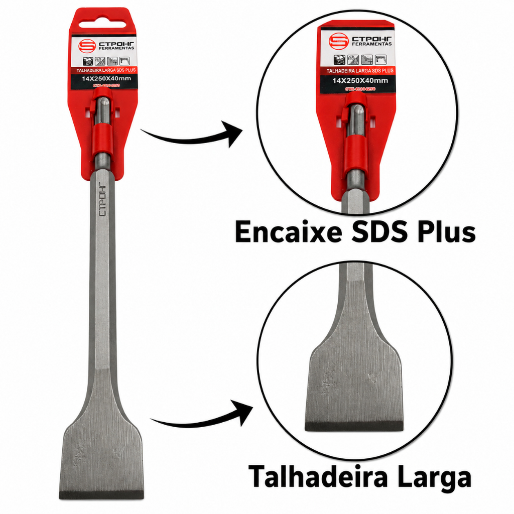 Talhadeira Larga de 40mm Encaixe SDS Compatível com qualquer marca de martelete