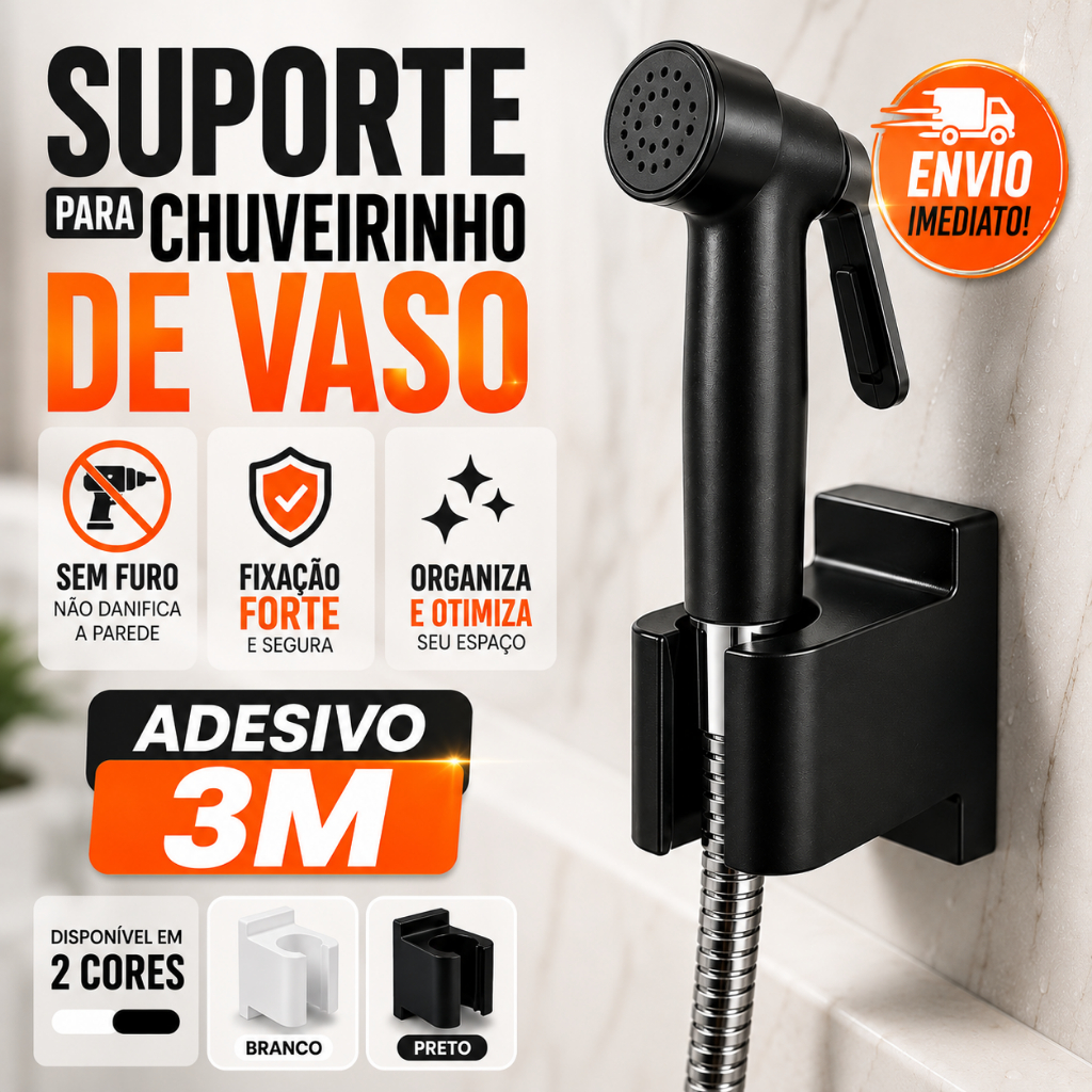 Suporte Chuveirinho Ducha Higiênica Adesivo Parede Instalação Sem Furo Fita Dupla Face 3M