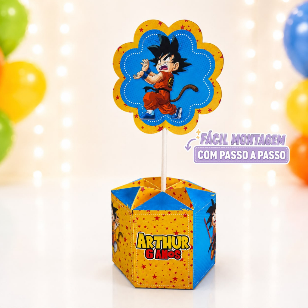 Centro de Mesa DragonBall Pegue e Monte Personalizado | Decoração de Mesa | Lembrancinhas Festa Infantil 💜