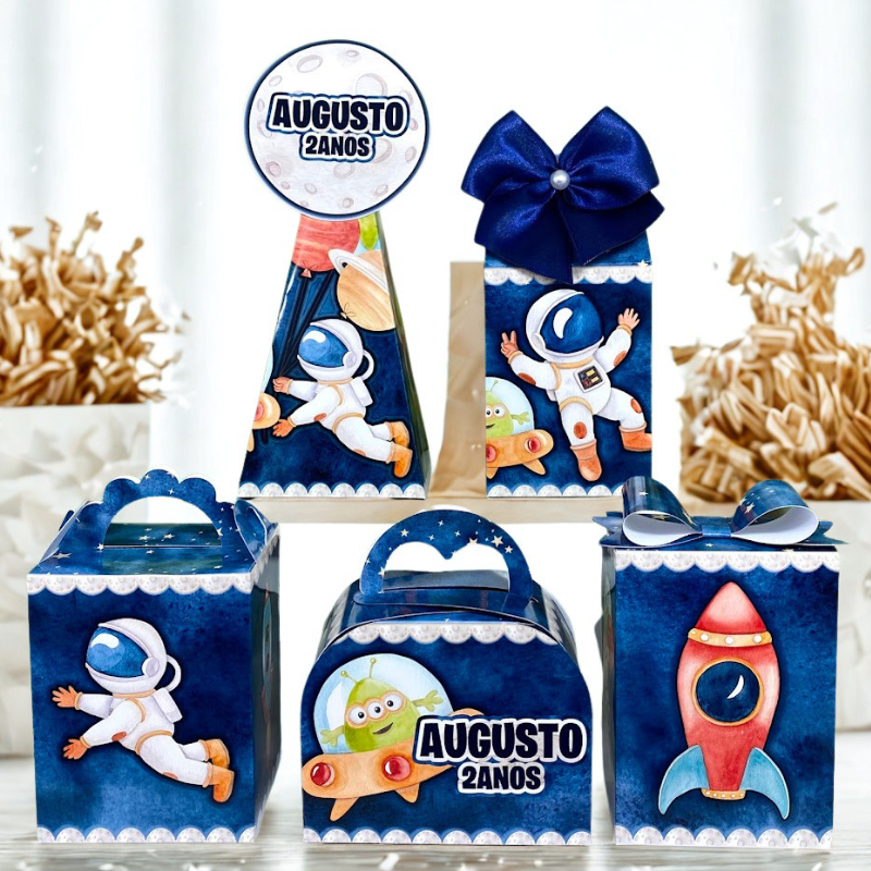 Caixinhas personalizados  lembrancinhas  aniversário  Kit festa Astronauta
