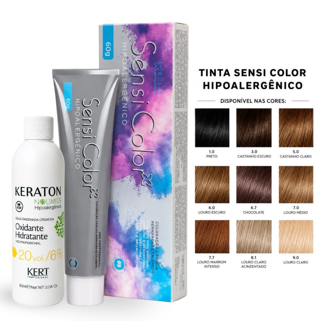 Tinta Coloração Cabelo Hipoalergênica Sensi Color Eclat + Água Oxigenada - Alergoshop