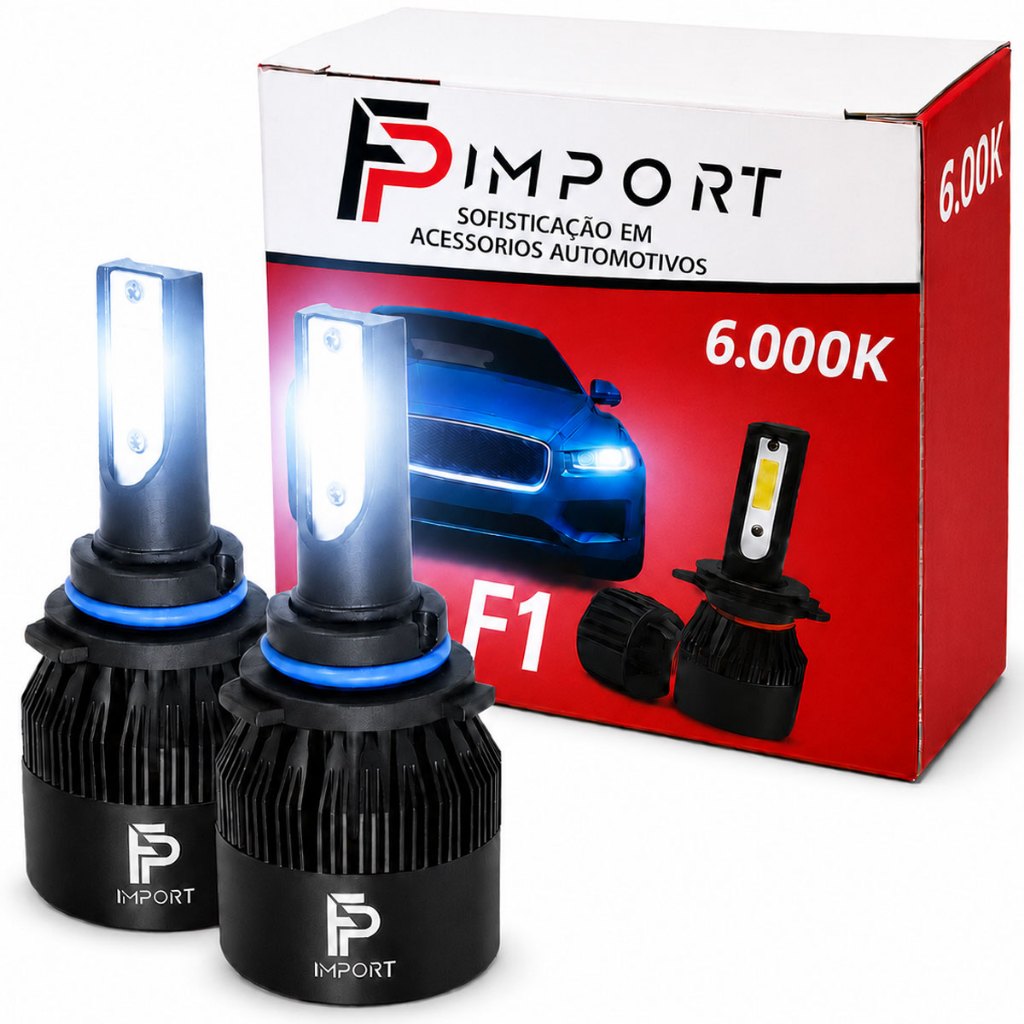 Par Lâmpada Super LED Automotiva 6000K 7000LM 12V 24V IP67 Luz Branca Forte