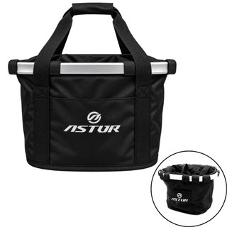 Cesta Dianteira Tecido Bike Removível Engate Rápido P/ Passeio e Compras Astur 35x26x25