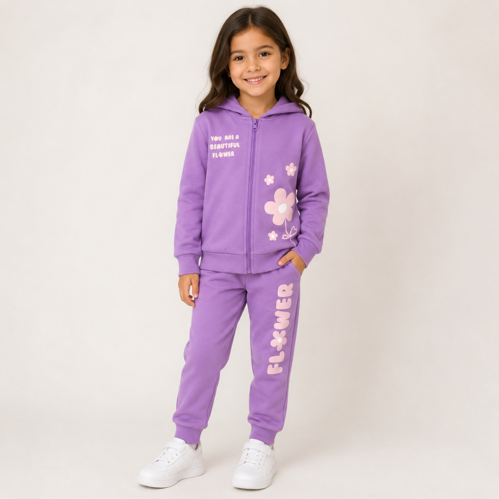 Conjunto Infantil Feminino Floral Roupa de Menina Estampado de Flores Moda Infantil Confortável Casual
