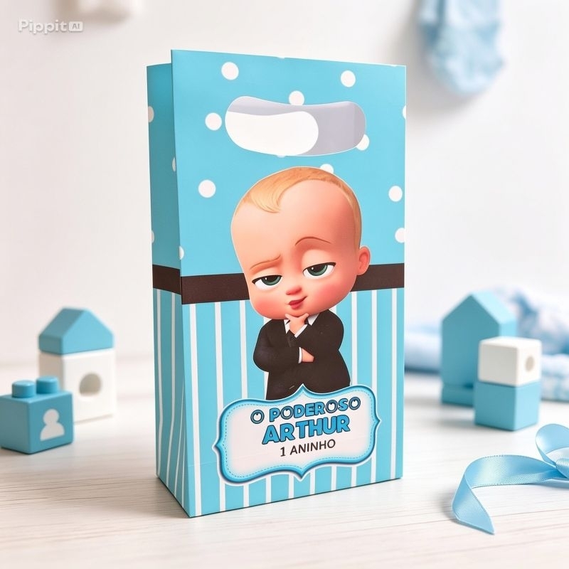 Sacolinha M Boca de Palhaço Personalizada Poderoso Chefinho Lembrancinha Aniversário Festa Infantil