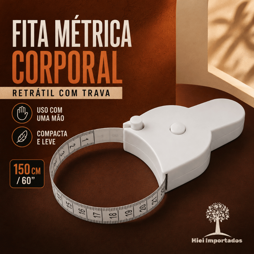 Fita Métrica Corporal Retrátil 150cm com Trava Medidor Cintura Braços Pernas Tórax