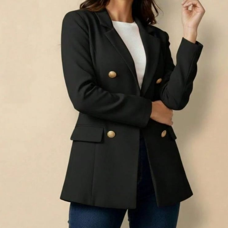 Blazer Feminina Casaquinho Maxi Longo Sobretudo Alfaiataria Social  Com Botão estilosa   dia  a dia