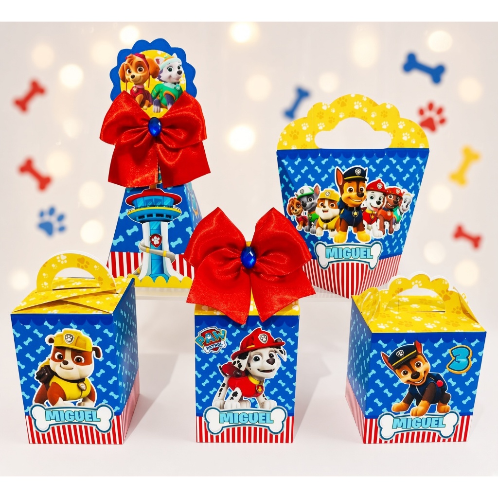Kit de Caixas Patrulha Canina/ Patrulha Canina Personalizada + BRINDE /Lembrancinha de Festa /Aniversário / KIT FESTA