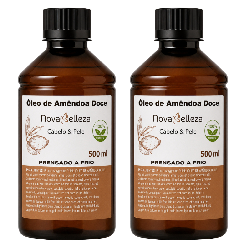 Óleo Vegetal de Amêndoas Doce 100% Puro 1 Litro para Umectação Capilar Cabelos e pele