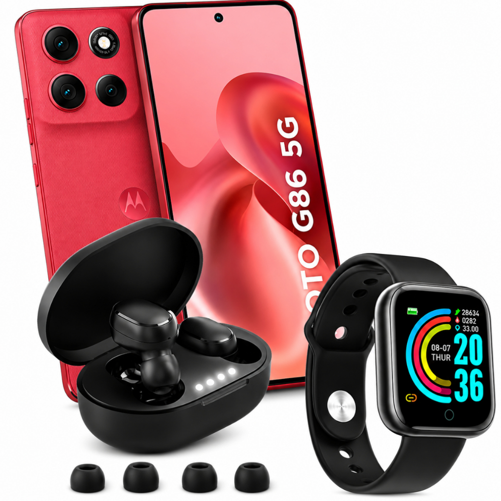 Smartphone M0T0  G86 5G 256GB 12GB RAM Tela Grande Câmera Tripla Dual SIM+ Fone Bluetooth + Relógio Smartwatch