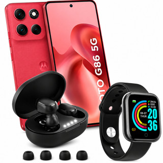 Smartphone M0T0  G86 5G 256GB 12GB RAM Tela Grande Câmera Tripla Dual SIM+ Fone Bluetooth + Relógio Smartwatch