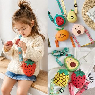 Bolsa Infantil Transversal de Silicone Formato de Frutas Para Crianças