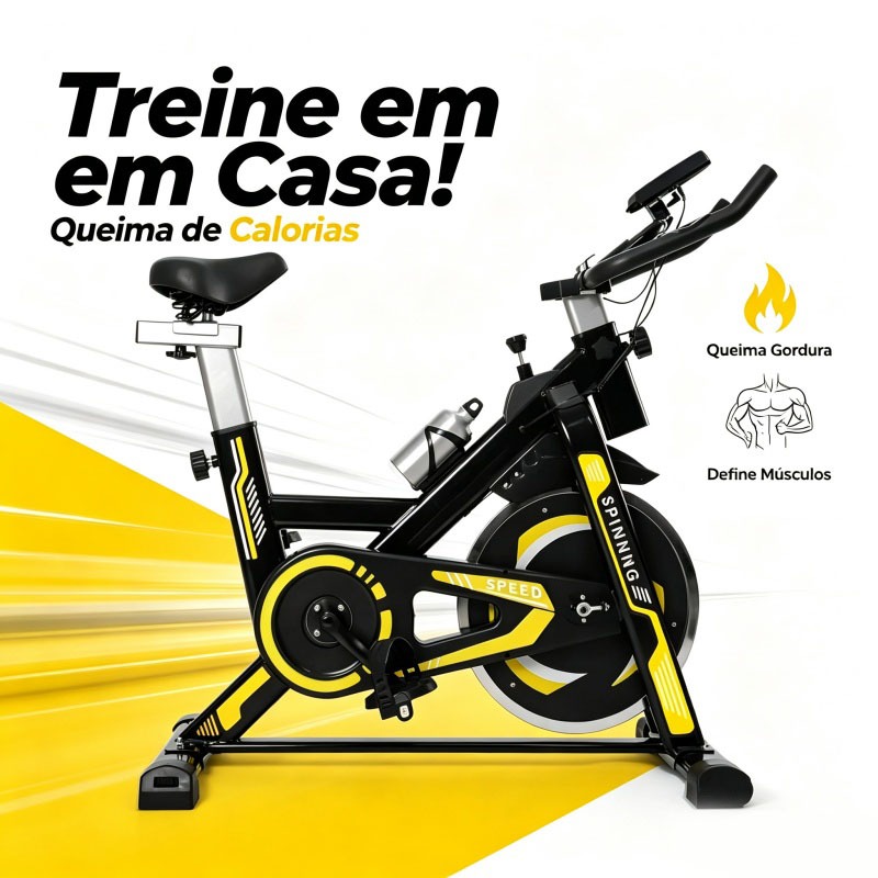 Bicicleta Spinning Ergométrica Profissional Bike Indoor Silenciosa Roda Inércia 13kg Monitor Suporta até 120kg Altura at