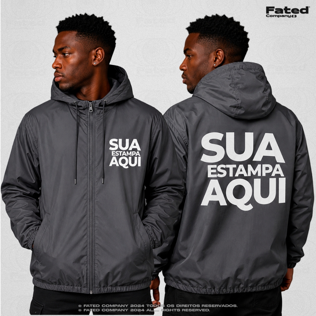 Blusa Corta Vento Personalizada Frente e Verso tecido leve Sua Arte Aqui