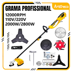 Roçadeira Elétrica 2000W 12000RPM Cortador Grama Profissional Com Acessórios Arstheco