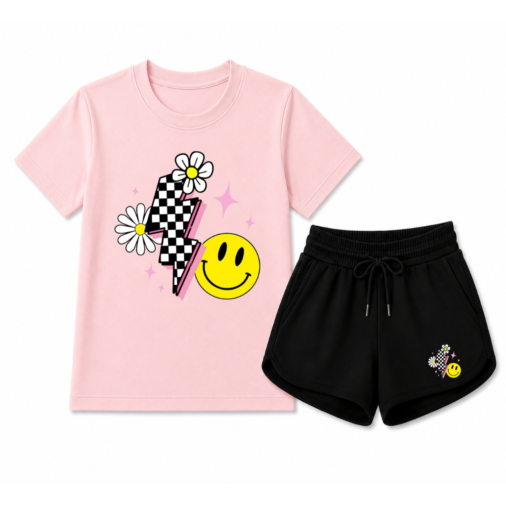Conjunto Infantil Short Moletinho e Camiseta Algodão Menina Feminino Calor Leve Confortavel Qualidade