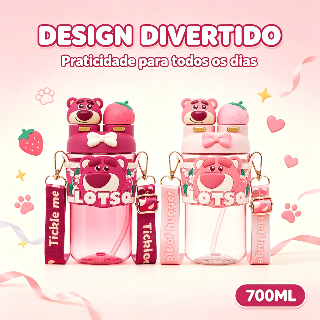 Garrafa Água Infantil Squeeze Lotso Toy Story 700ml Escola Passeio Resistente Disney