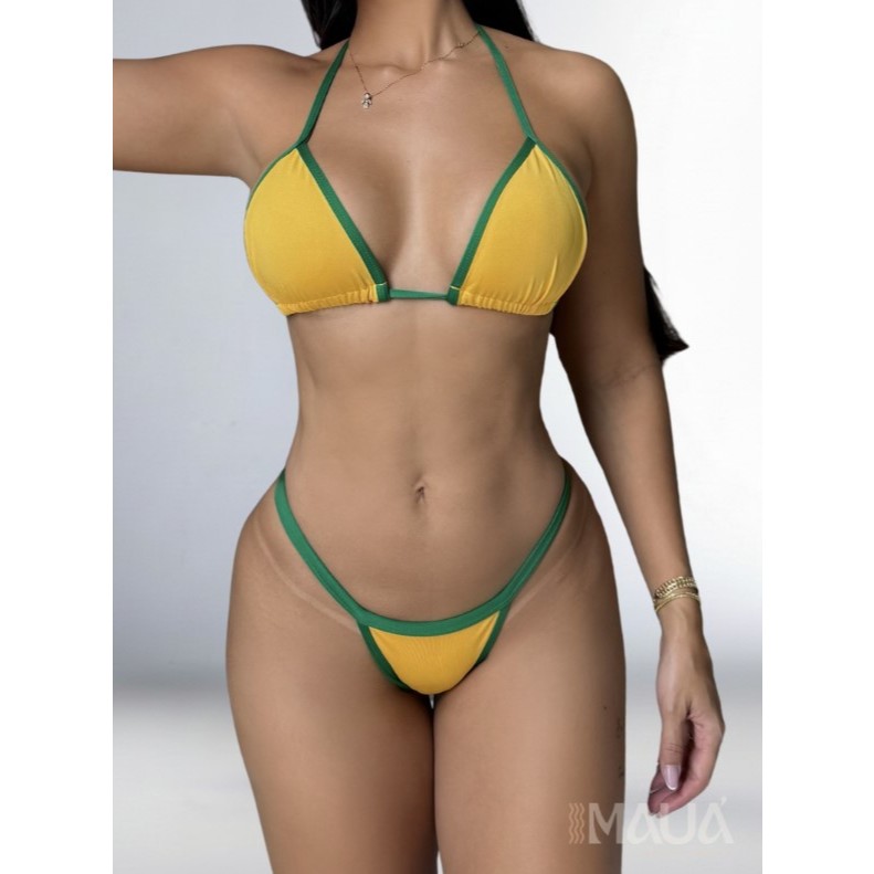 Biquíni Fita Premium Feminino Levanta Bumbum Cintura Alta Sem Bojo Praia Verão