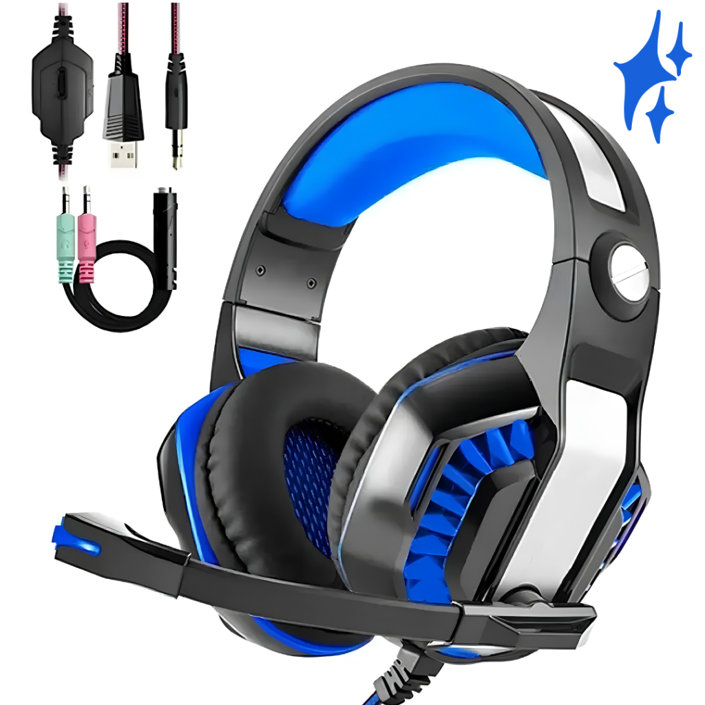 Headset Gamer Com Fio 50mm Microfone Cancelamento Ruído LED P2 USB Para PC Celular PS4 PS5 Xbox