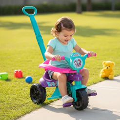 Triciclo Infantil - Crianças 1 a 3 anos Motoca Velotrol Completa Com Pedais, Empurrador - QUEEN SHOP