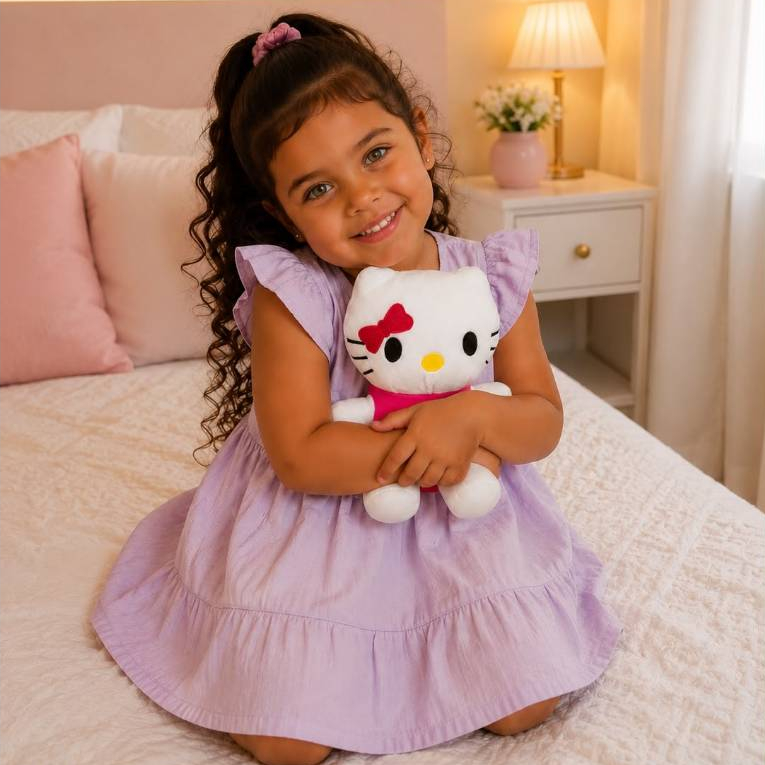 Urso de Pelúcia Brinquedo Hello Kitty Rosa Antialérgica 23 cm Adulto e Infantil Decoração para Quarto Cesta e Festa