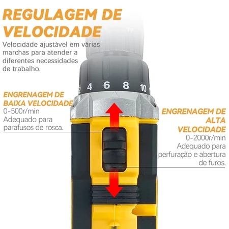 Furadeira Parafusadeira Sem Fio 48V com Baterias e Maleta Completo — foto 3