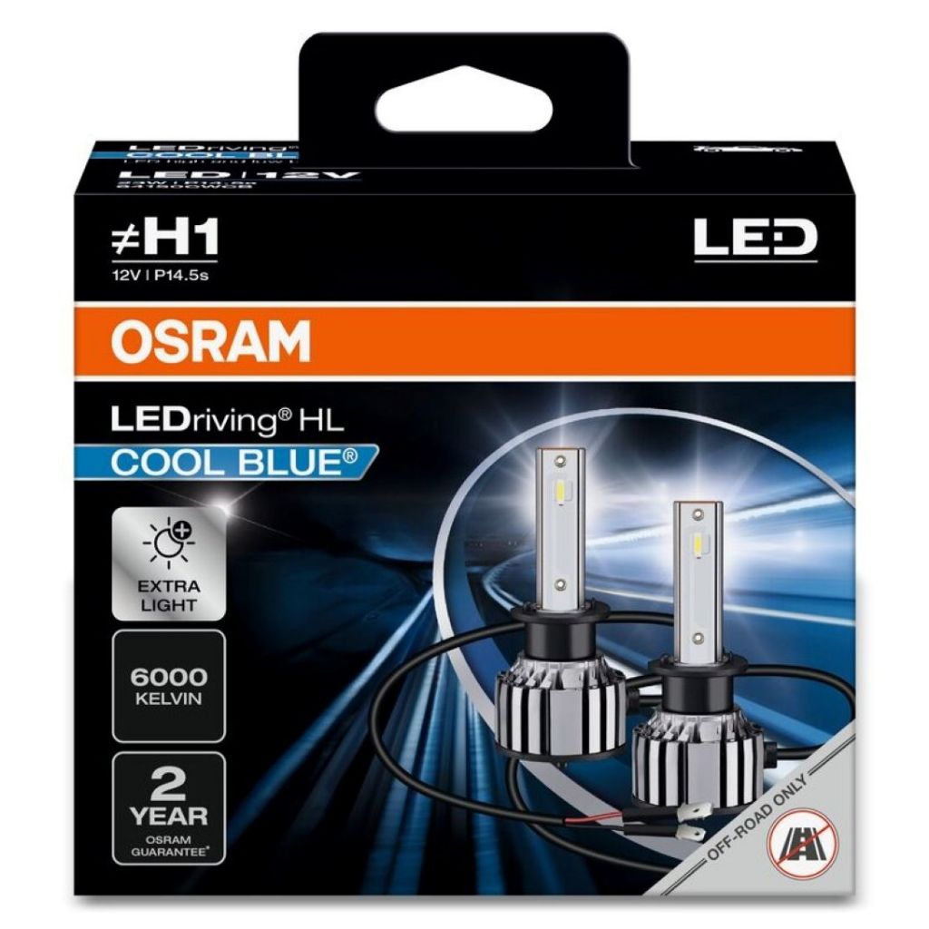 Par Lâmpada Osram Led Ledriving® Hl Cool Blue H1 6000k Super Branca 2 Anos de Garantia
