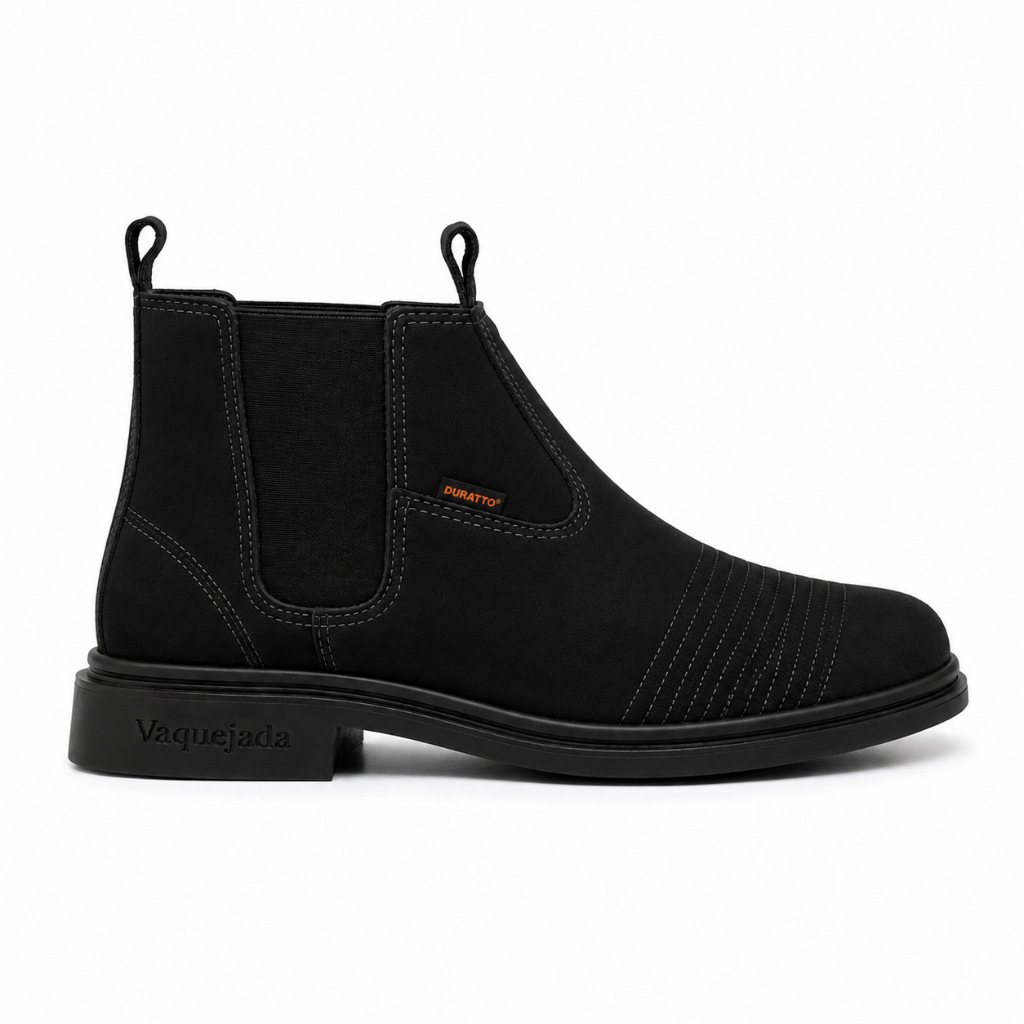 Bota Botina de Couro Vaquejada Costurada Masculina Vaqueiro