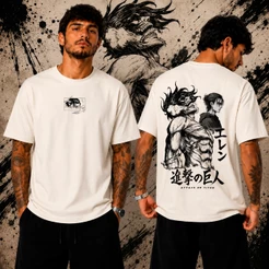 Camiseta Attack on Titan Eren Yeager Anime Masculina Manga Shingeki no Kyojin Camisa Estampada Streetwear