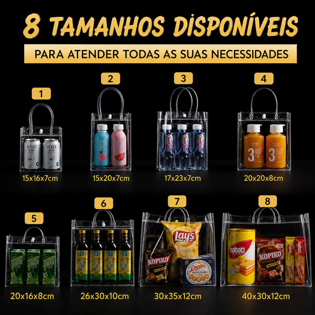 30/40/50 Sacos de Presente em PVC Transparente com Alças Reutilizáveis para Aniversário Casamento e Lembrancinhas — foto 3