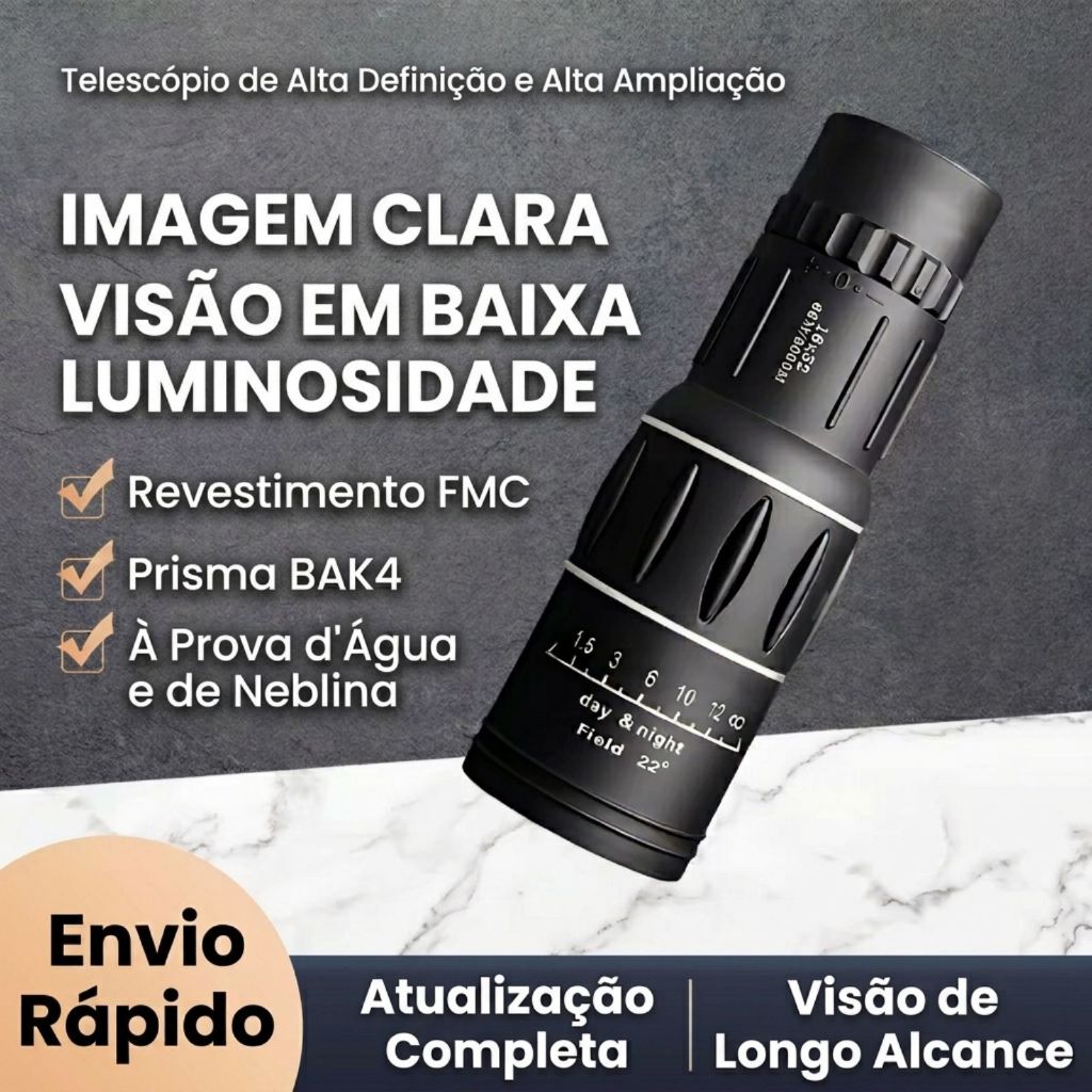 Monoculo 8km Profissional Luneta Tatica 16×52, Telescopio Compacto e Portatil oara Caca, Viagem, Concertos e Pesca