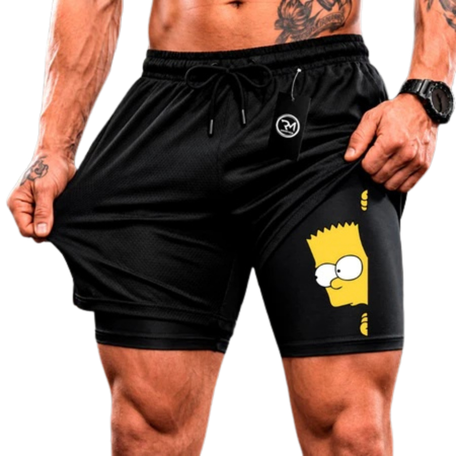 Bermuda Compressão Simpsons Academia Corrida Estampada Treino Masculina Short Fit Elastano Qualidade Premium