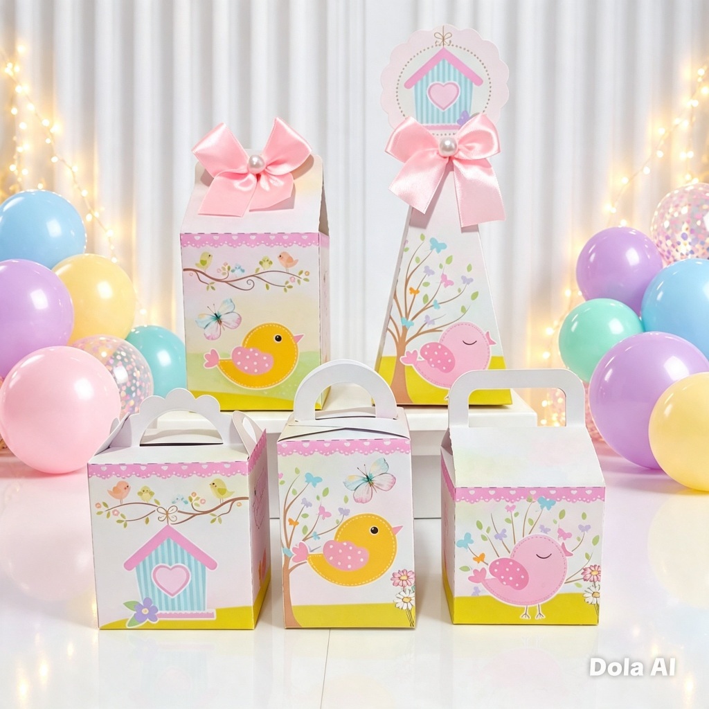 Kit Caixinhas Personalizadas Jardim Encantado Passarinhos  | Festa Infantil | Lembrancinha Aniversário