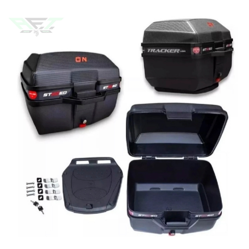 Bauleto Baú Moto 52 e 35 Litros Stoned + Base Fixação Universal Titan Fan Bros T