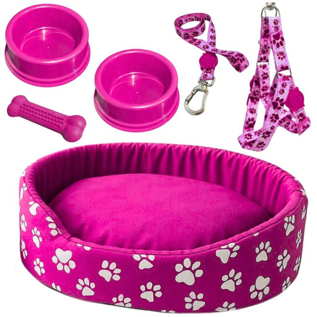 Kit Para Cachorro Luxuoso Guia Peitoral Cama Pet Pequeno