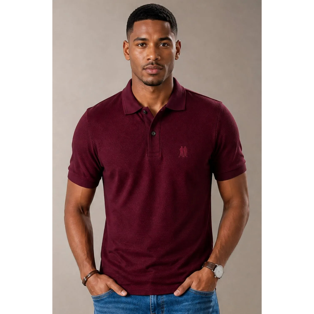 Polo Piquet Texturizada Premium Polo Wear Vinho