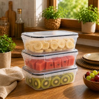 Kit Potes Herméticos 500ml com Travas e Vedação Preta – Pote Organizador de Alimentos