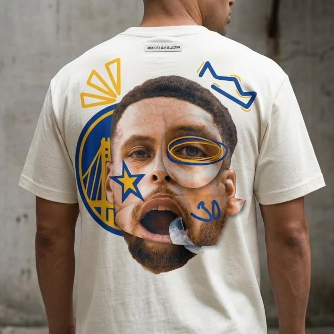 Camiseta Masculina Estampada Curry Basquete Casual Streetwear Moda Confortável