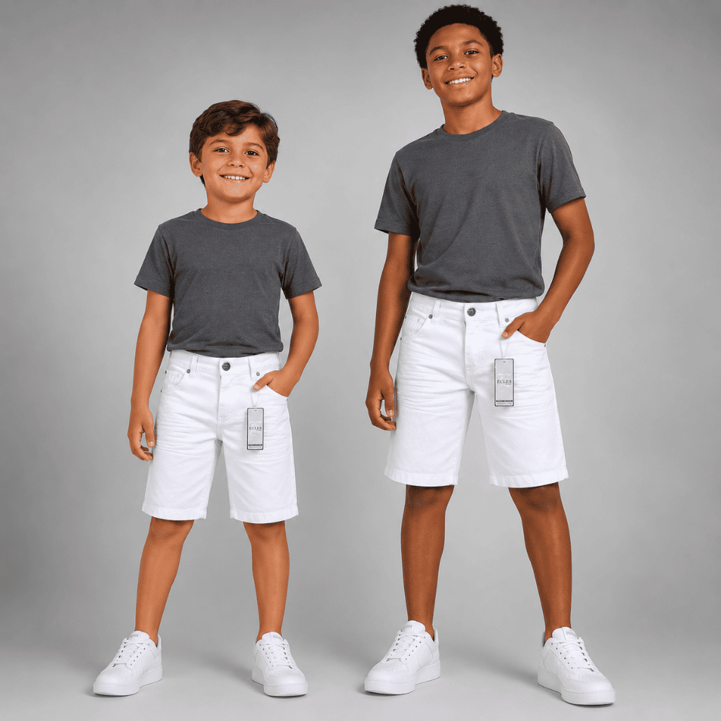 Bermuda Infantil Juvenil Masculina Sarja Premium com Elastano Regulagem no Cós