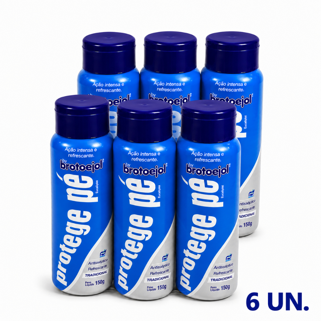 Kit Com 6 Talco Para Pés Protege Tradicional 150g Brotoejol