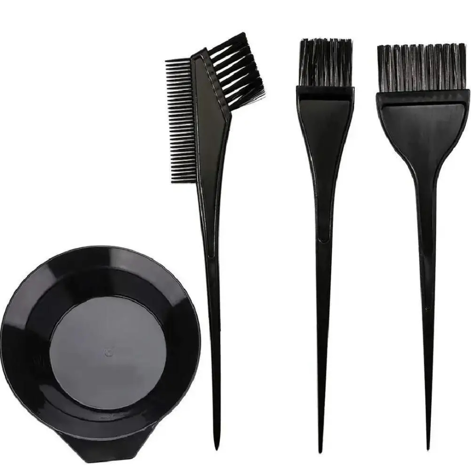 Kit Tintura De Cabelo Cabeleireiro 4 Peças Tigela Cuia Tigela Pinceis Com Pente Para Pintar Cabelo Profissional — imagem 2 de 2