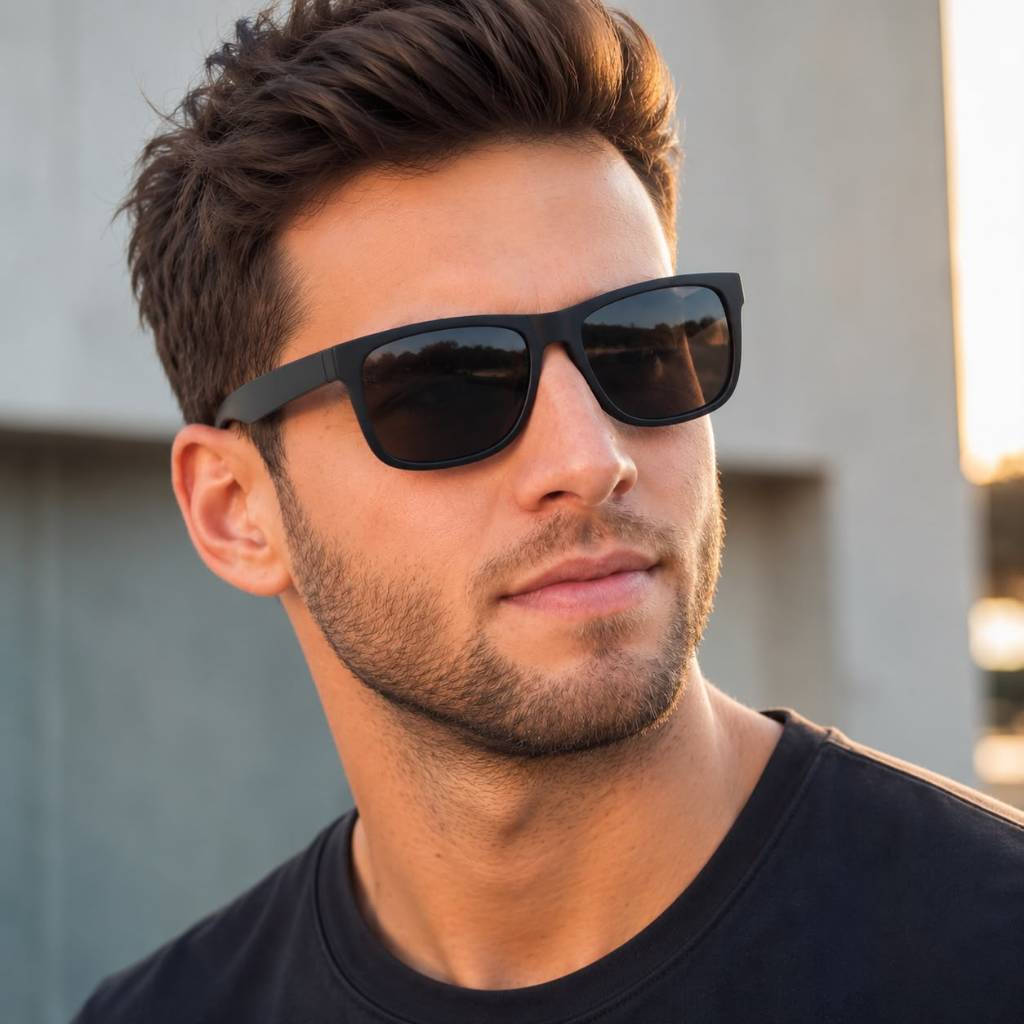 Óculos de Sol Masculino Quadrado Preto Justin Unissex Moderno Vintage Retrô Lente Escura