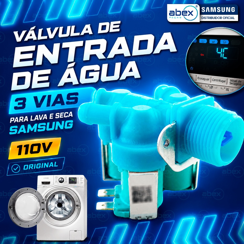 Válvula 3 Vias Entrada De Água Lava E Seca Samsung DC62-00233C 110v 127v WD106U