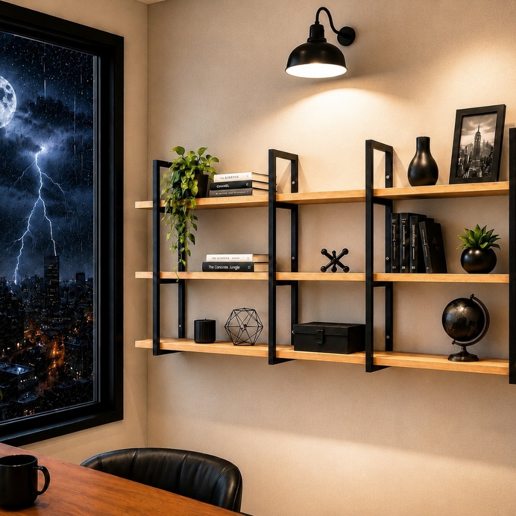 Prateleira Industrial Suspensa Versátil Para Ambientes Variados Sala Casa Quarto Cozinha 120cm