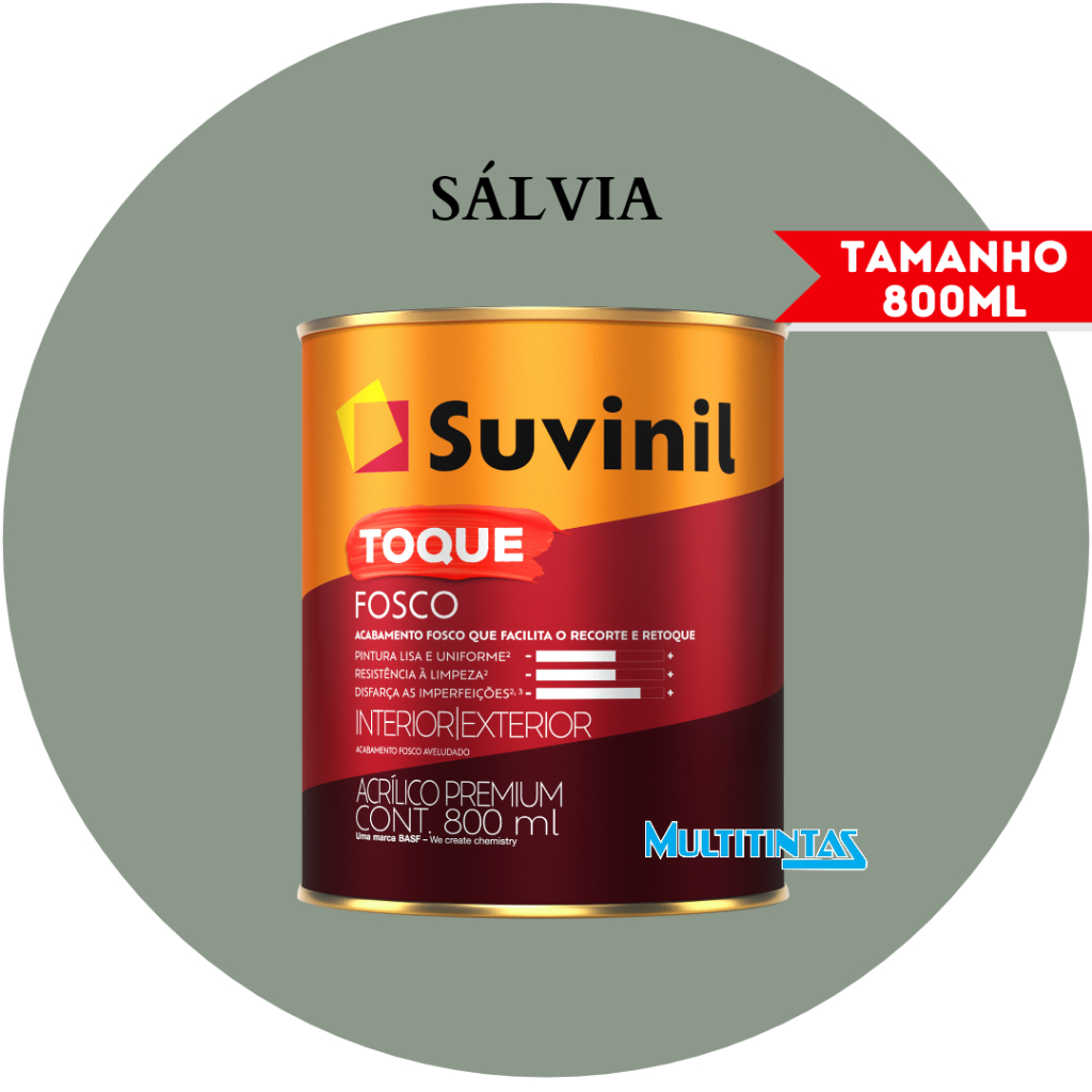 Tinta Acrílica 800ml Cor Sálvia Toque Fosco Suvinil