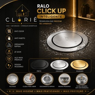 Ralo Click Inteligente10 Cm Redondo Inox Cromado Preto Dourado Veda Cheiro Banheiro Casa Cozinha